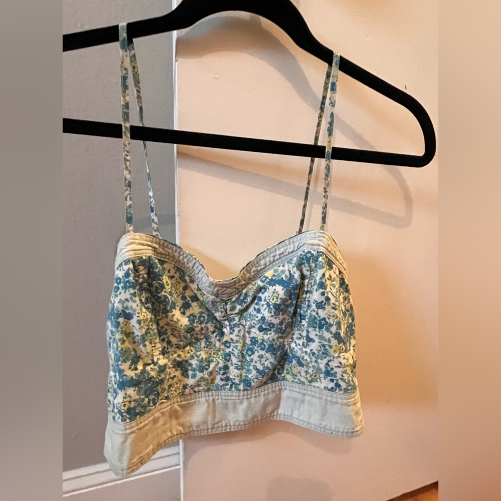 Floral Denim Crop Top vintage